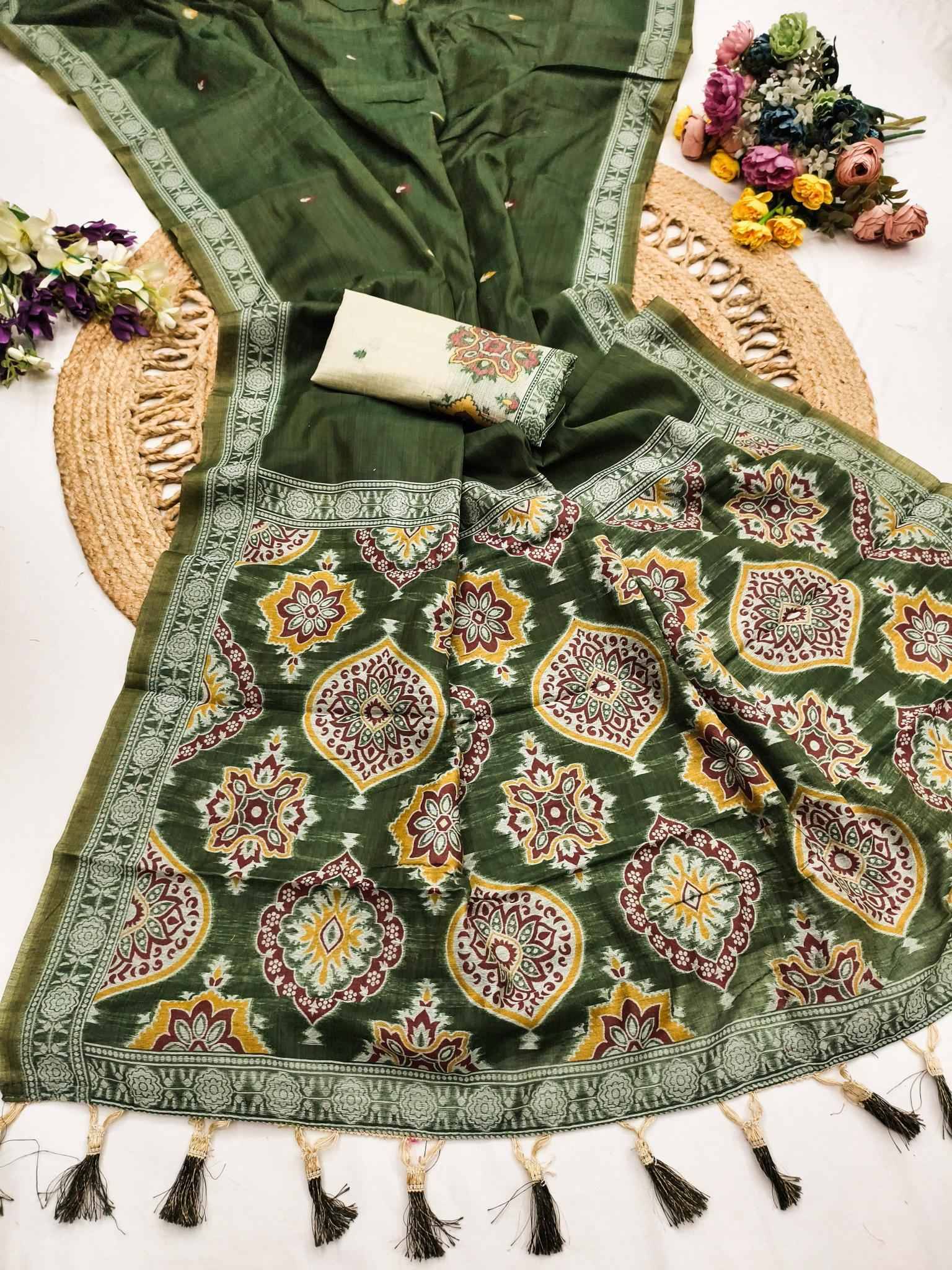 Anupama ajrakh muga cotton Saree wholesale market in Mumbai